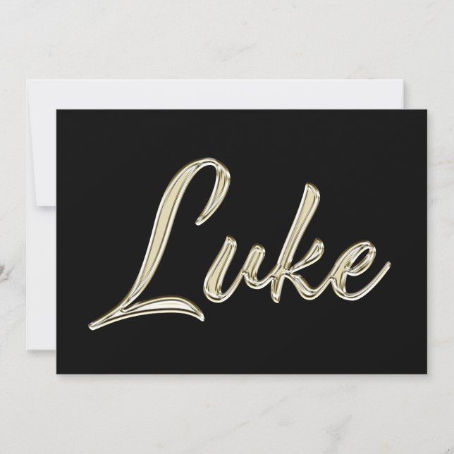Cartão Luke Name white gold Handwriting Karte (Frente)