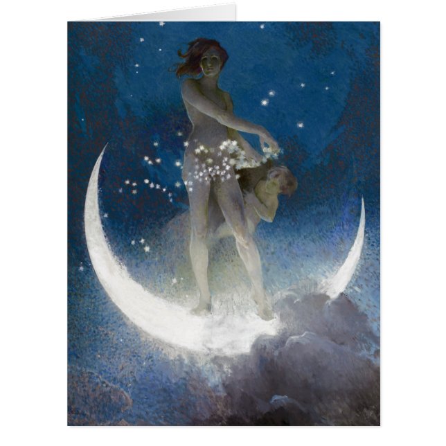 Cartão Luna Deusa em Estrelas Disparadoras Noturnas (Frente)