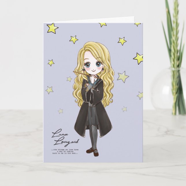 Cartão Luna Lovegood Mágica Aquarela (Frente)