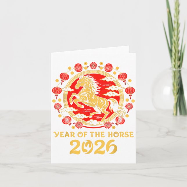 Cartão Lunar Chinese New Year 2026 Year Of The Horse Zodi (Frente)
