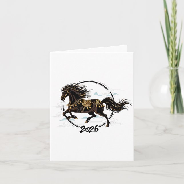 Cartão Lunar New Year 2026 Horse Chinese Zodiac Celebrati (Frente)