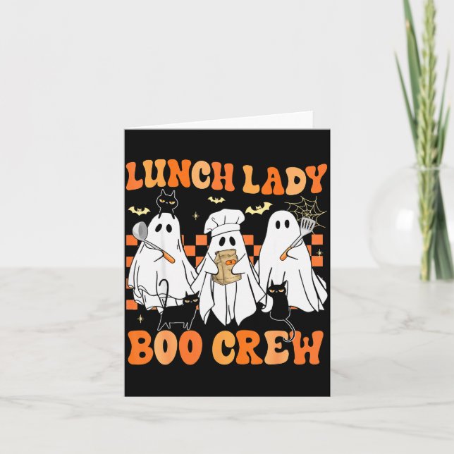 Cartão Lunch Lady Boo Crew Ghost Chef Funny Cafeteria Wor (Frente)