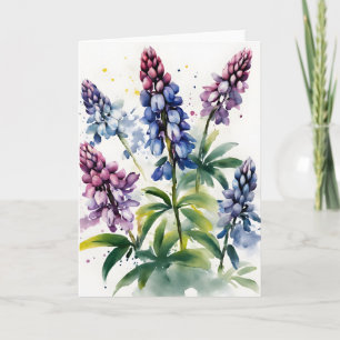 Cartão Lupin - Flores aquarela