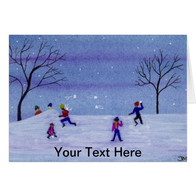 Cartão Luta da bola de neve (Frente Horizontal)