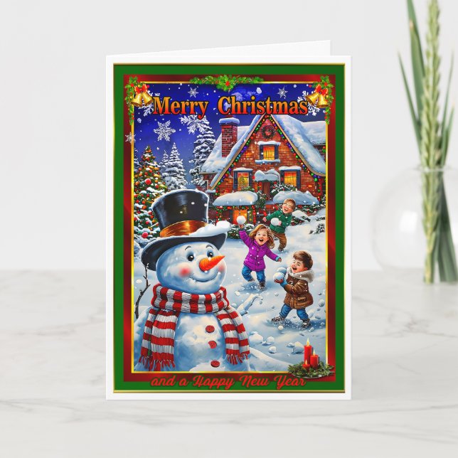 Cartão Luta de Neves na Véspera de Natal (Frente)