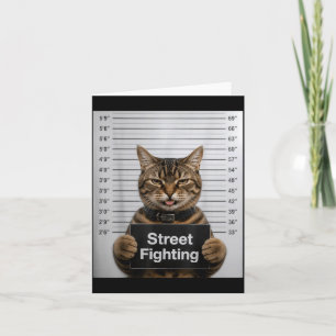 Cartão Luta de Rua Humor de Gato Engraçado para Gato de E