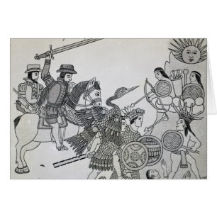 Cartão Luta entre o espanhol e os astecas