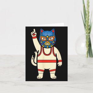 Cartão Luta Livre Gato Luta Luchador Divertido Retro