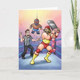 Cartão Luta Livre Profissional Luchador Piñata Aniversári
