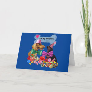 Cartão Luv My Weenies Blue Matching Envelopes