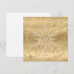 Cartão Luxo Floco de Neve Diamante Brilho Dourado