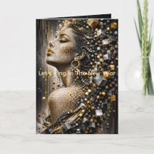 Luxo Retrato de Mulher em Mosaico de Ouro e Prata
