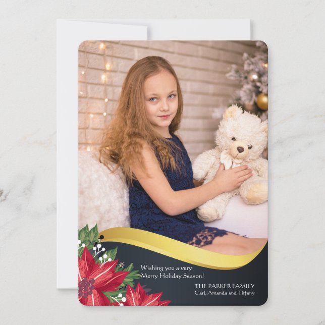 Cartão luxuoso do feriado da foto da onda (Frente)