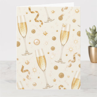 Cartão Luxuoso padrão de confete dourado Champagne | Eleg