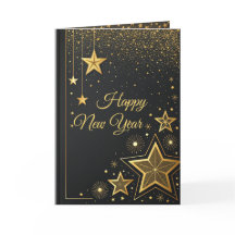 Luxury Black and Gold New Year Greeting Card