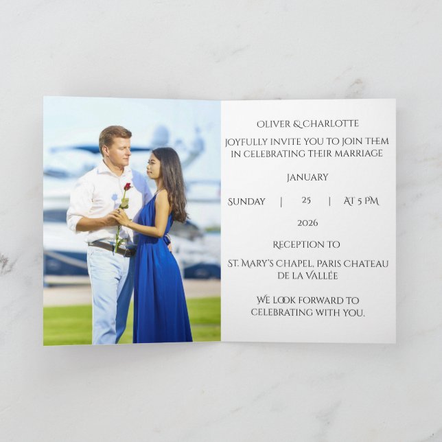 Cartão Luxury Black & Gold Wax Seal Wedding Invitation  (Interior)