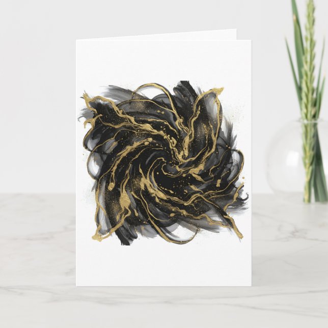 Cartão Luxury Gold and Black Abstract Marble  (Frente)