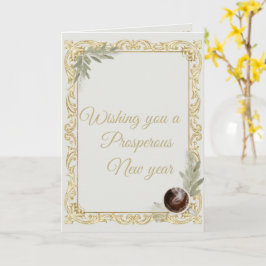 Cartão Luxury Gold Leaf & Pine Elegant New Year Folded Gr