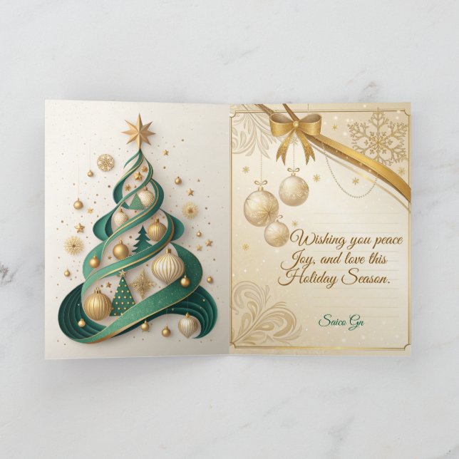 Cartão Luxury Green and Gold Christmas (Interior)