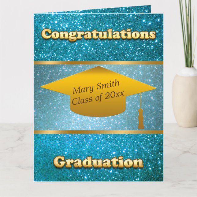 Cartão Luxury Moderno Personaliza Brilho Azul (Frente)