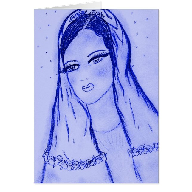 Cartão Luz das estrelas Mary no azul (Frente)