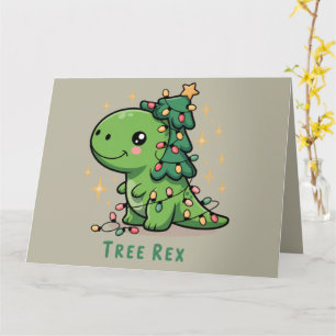 Cartão Luz de Dinossauro de Natal Festa Engraçada Árvore 