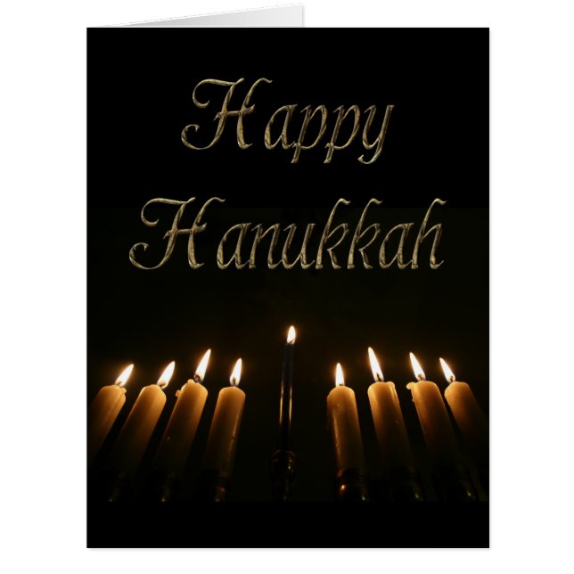 Cartão Luz de Hanukkah Feliz, Velas das Luzes Menorah (Frente)