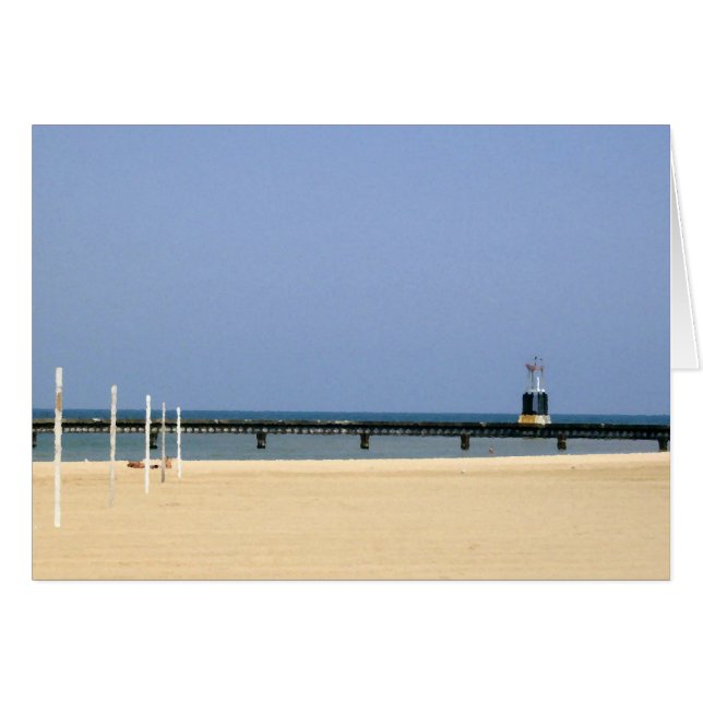 Cartão Luz de sinalização das margens do Lago Michigan (Frente Horizontal)