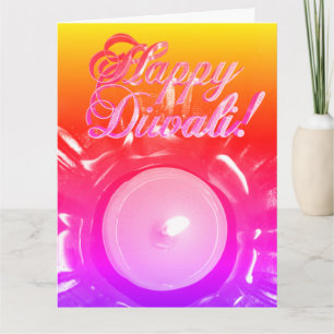 Cartão Luz de vela colorida feliz de Diwali do arco-íris