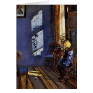 Cartão Luz solar na arte azul da sala por Anna Ancher