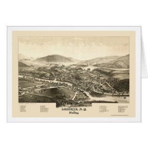 Cartão Luzerne & Hadley, mapa panorâmico de NY - 1887