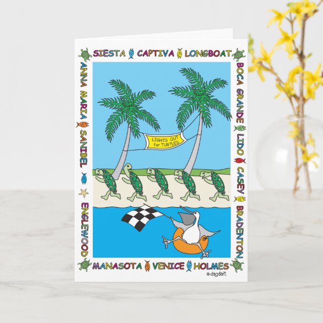 Cartão Luzes apagadas para tartarugas - Placa de Vazio (Flor Amarela)