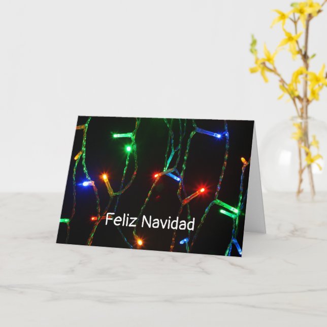 Cartão luzes coloridas de Natal "Feliz Navidad" (Flor Amarela)