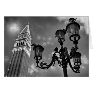 Cartão Luzes da torre e de rua de Veneza San Marco