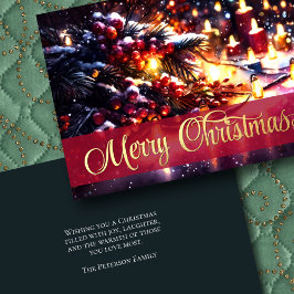 Cartão Luzes das velas do Winter Branch Berries