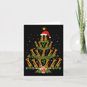 Cartão Luzes de árvore de Natal com trombeta Amante da mú