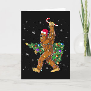 Cartão Luzes de árvore de Natal de Bigfoot Amantes Sasqua