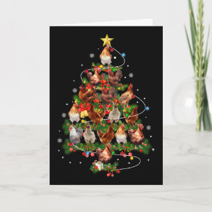 Cartão Luzes de árvore de Natal de frango Chapéu de Papai