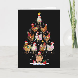 Cartão Luzes de árvore de Natal de frango Chapéu de Papai