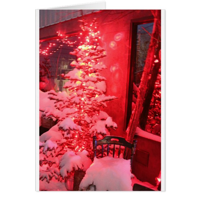 Cartão Luzes de Árvore de Natal Neves (Frente)