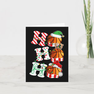 Cartão Luzes de Basquete Ho Ho Ho Chapéu do Papai Noel Re