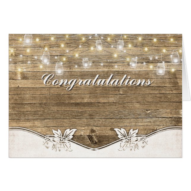 Cartão Luzes De Casamento Em Madeira (Frente Horizontal)