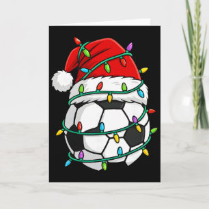 Cartão Luzes de Chapéu de Natal do Futebolista Papai Noel
