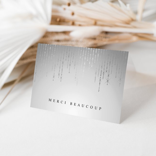 Cartão Luzes De Cordas De Chuva De Prata Obrigado (Criador carregado)