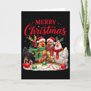 Cartão Luzes de Galinha de Natal Papai Noel Xmas Animal d