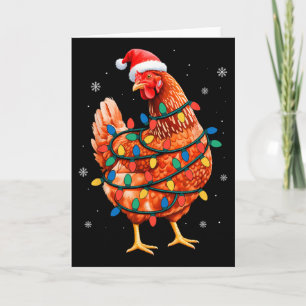 Cartão Luzes De Natal Árvore De Natal Galinha Animal De F