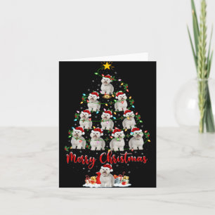 Cartão Luzes de Natal Cachorro Bichon Frise Árvore de Nat