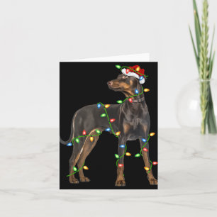 Cartão Luzes de Natal Chapéu do Papai Noel Doberman Nsche
