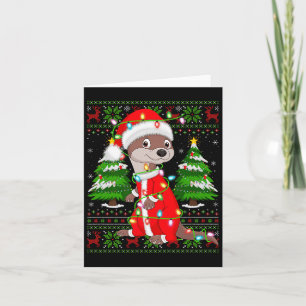 Cartão Luzes de Natal da Lontra Fantasia de Papai Noel Su