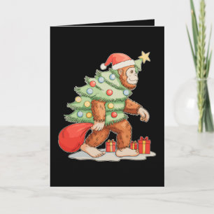 Cartão Luzes de Natal de árvore de Natal Bigfoot Sasquatc